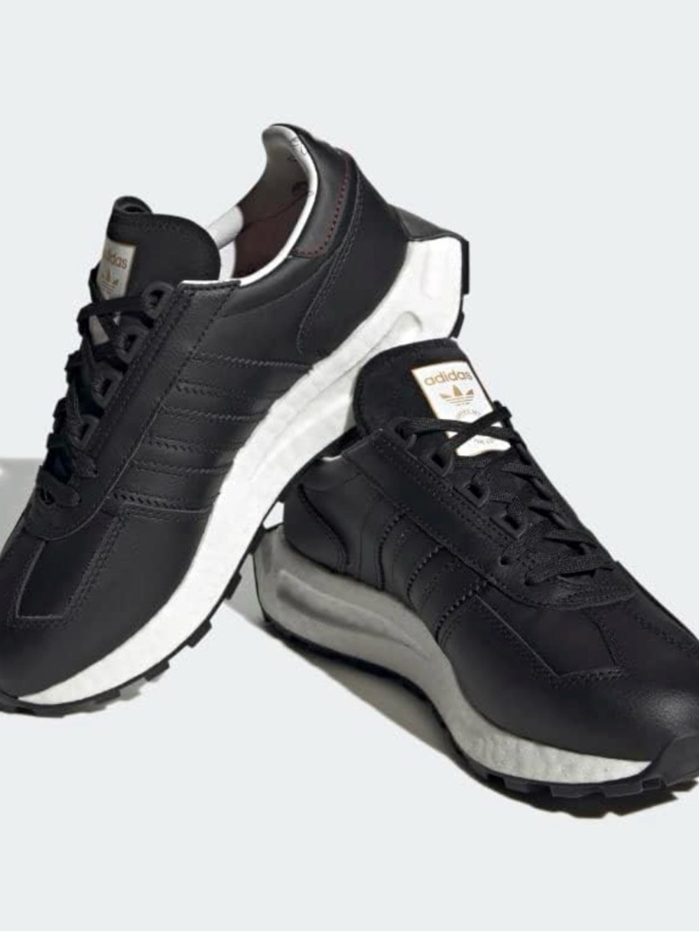 Adidas faux black leather sneakers